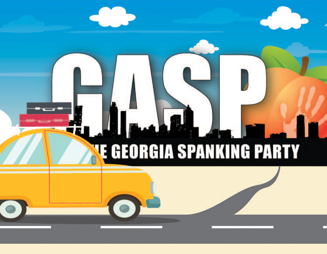 A car on the road with the GASP logo on the horizon